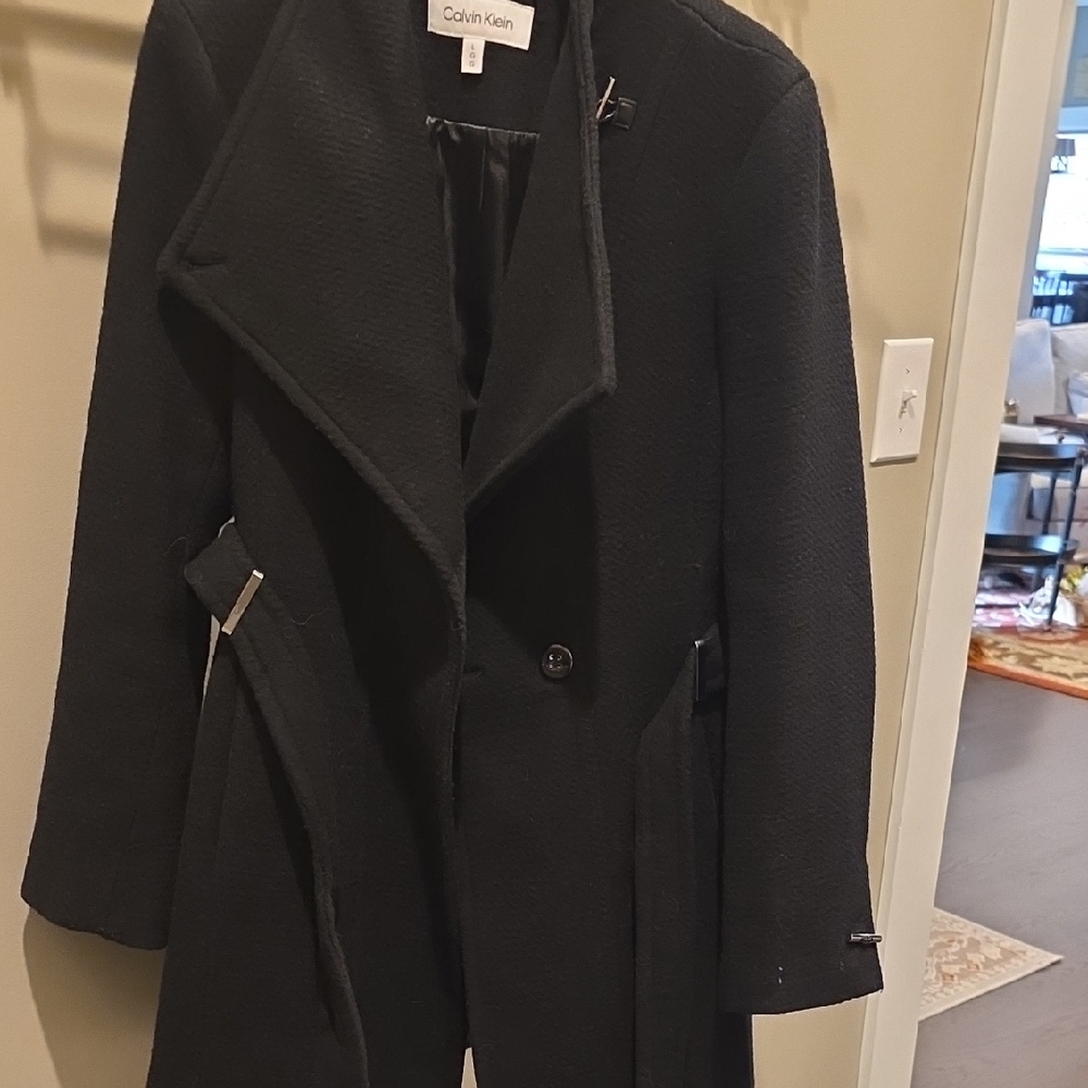 Calvin Klein Women's Elegant Black Trench Coat